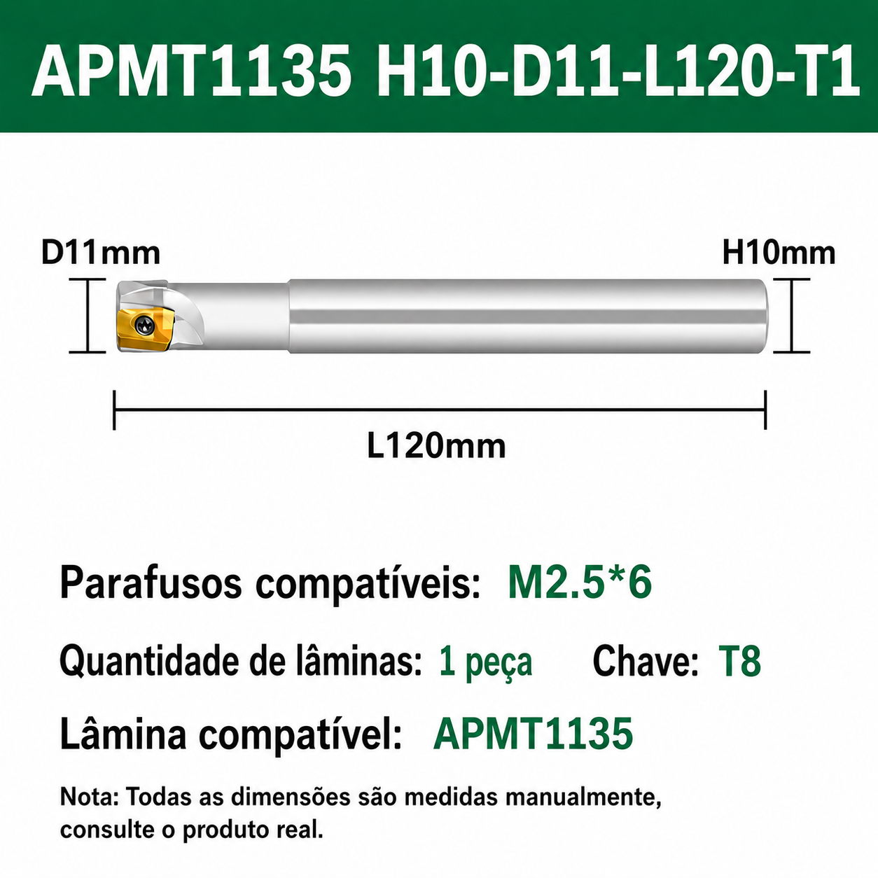 Suportes para pastilhas APMT 1135 pder intercambiável 300R - Anti vibração-Alta qualidade