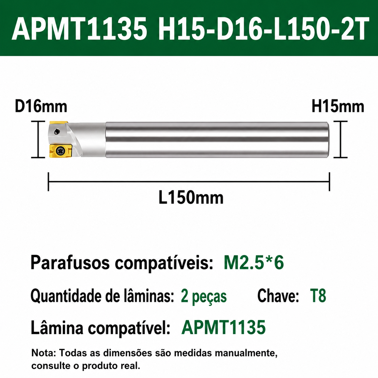 Suportes para pastilhas APMT 1135 pder intercambiável 300R - Anti vibração-Alta qualidade