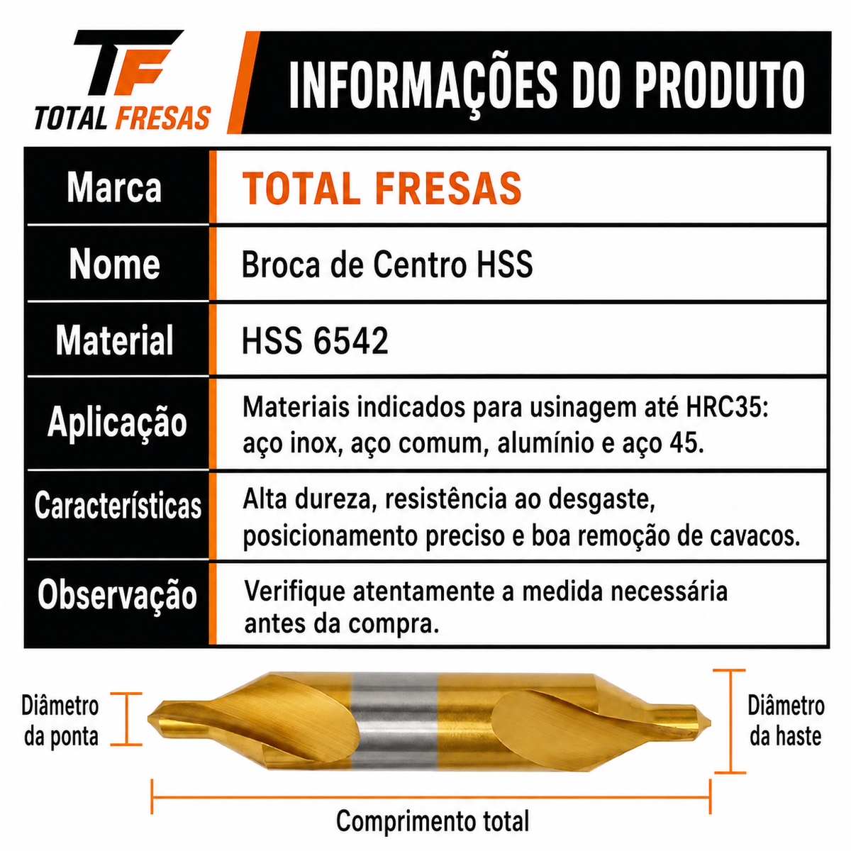 Broca de centro com Cobalto