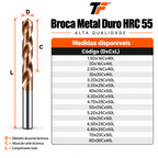 Broca de Metal Duro HRC55