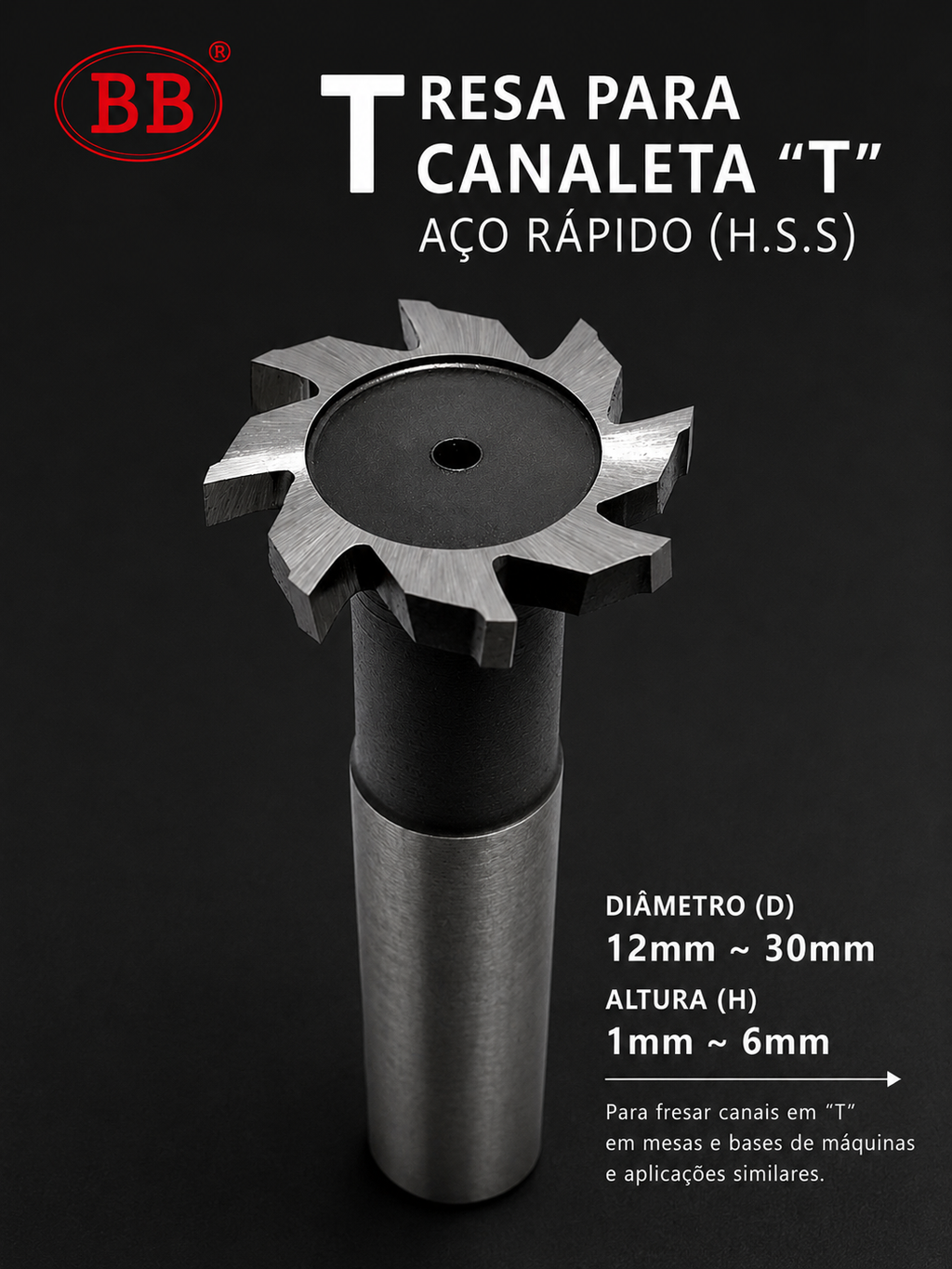 Fresa Woodruff - Fresa T - HSS ORIGINAL - Varios Tamanhos