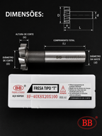 Fresa Woodruff - Fresa T - HSS ORIGINAL - Varios Tamanhos