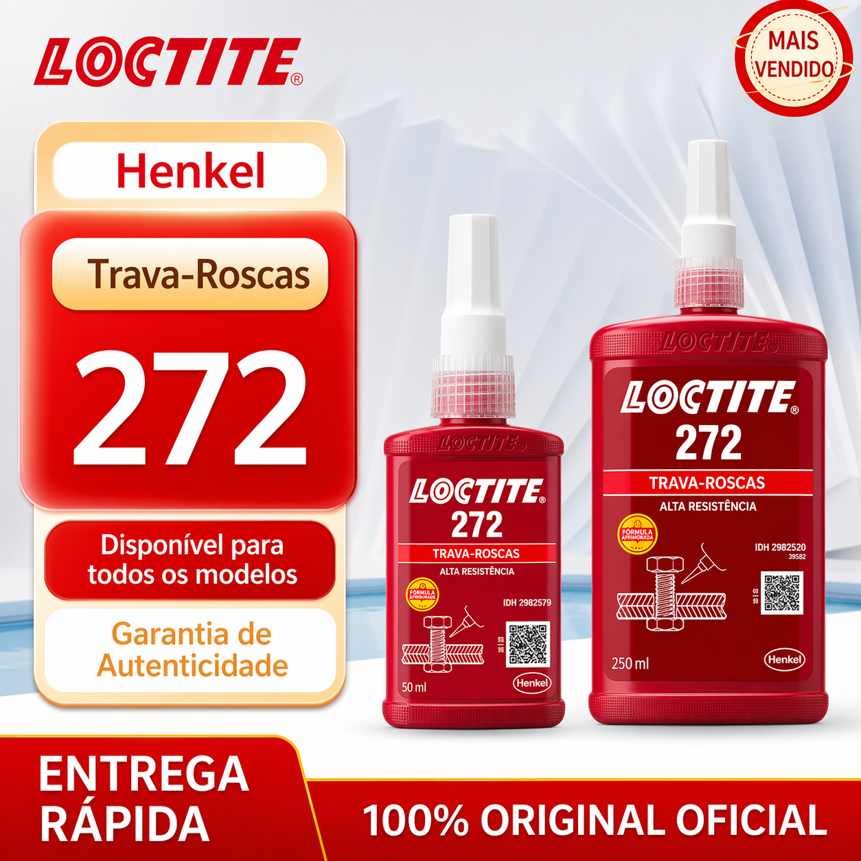 Cola Loctite 638-277-272  50ml Trava Rosca / Veda Rosca / Fixações conexões cilindricas