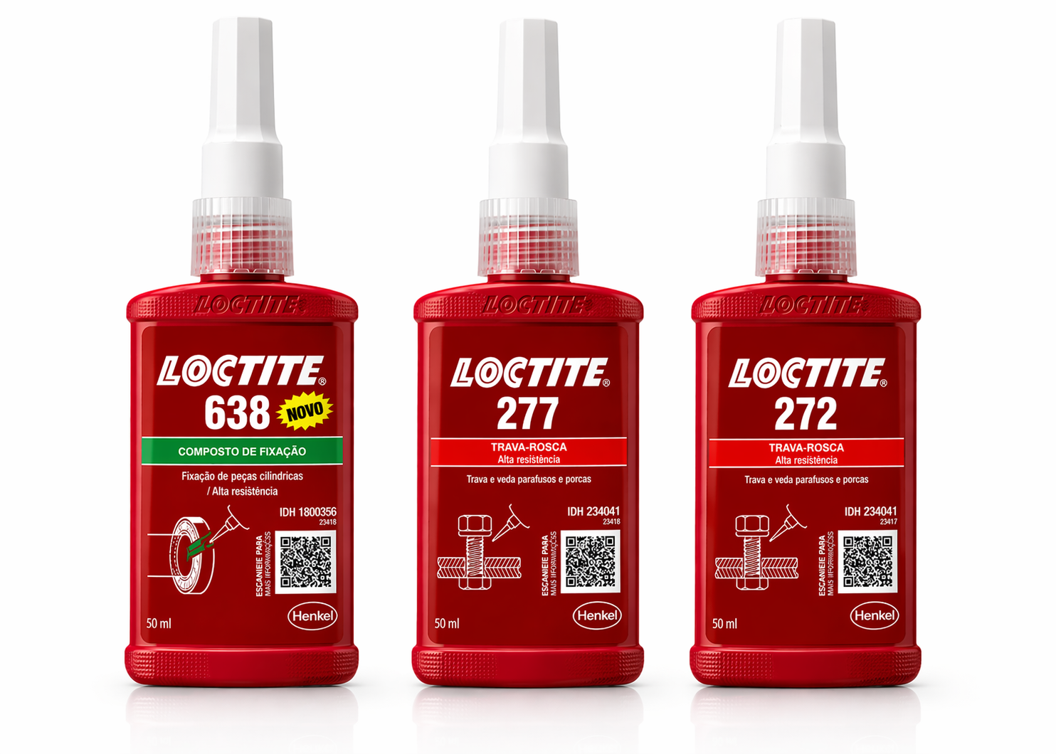 Cola Loctite 638-277-272  50ml Trava Rosca / Veda Rosca / Fixações conexões cilindricas