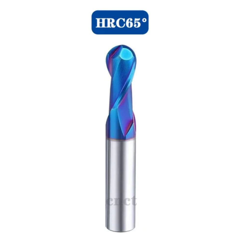 Fresa esférica 2 Cortes Hrc65 BLUE, Fresa Ball Nose, Fresa Esferica para Centro de usinagem CNC,  Fresadoras CNC de alta velocidade,Fresadoras convencionais.