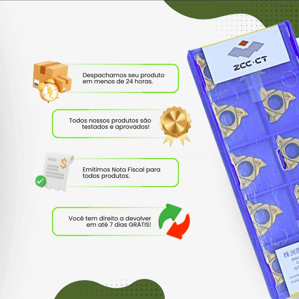 Inserto Pastilha Rosca Interna e Externa 60°graus R166 Zcc Original