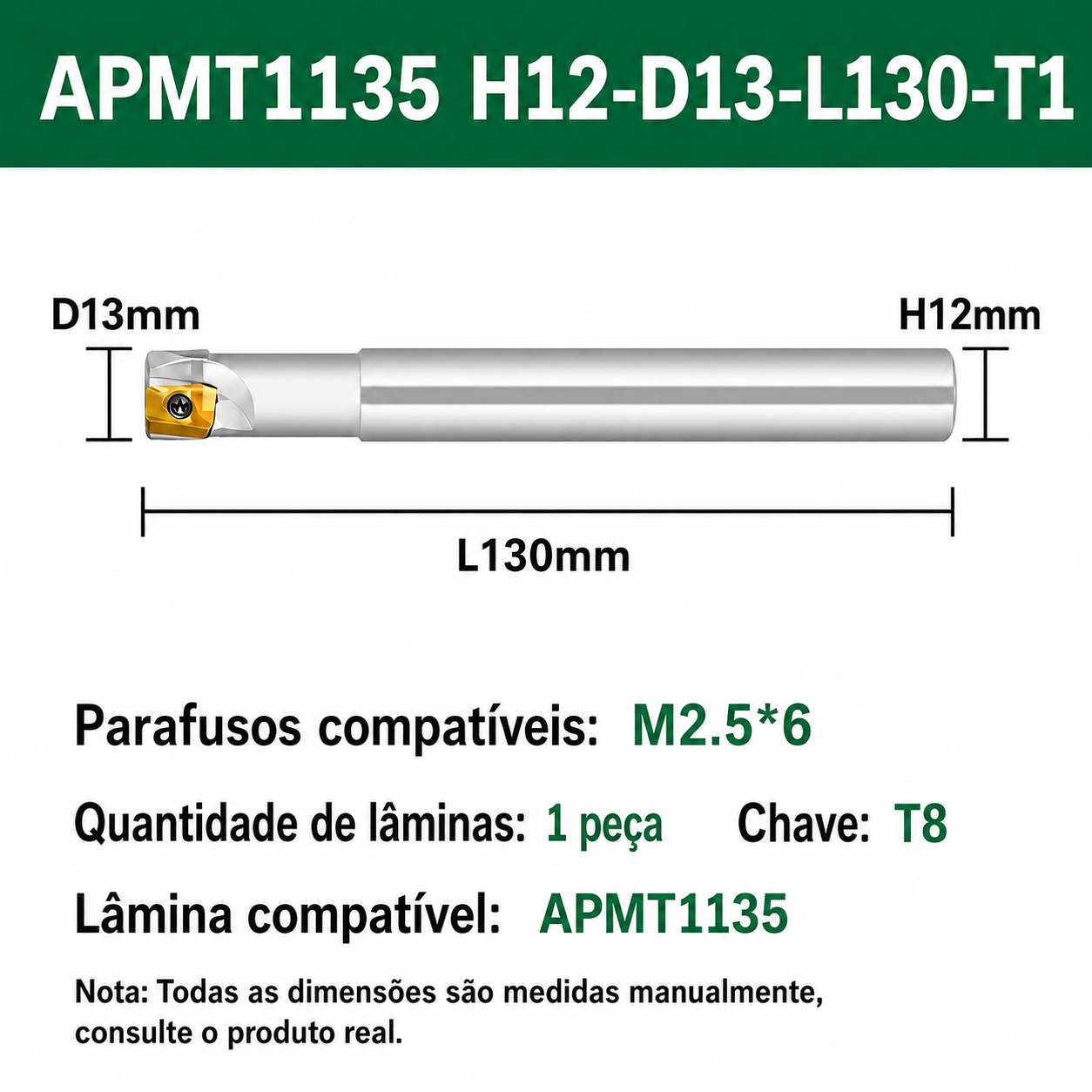 Suportes para pastilhas APMT 1135 pder intercambiável 300R - Anti vibração-Alta qualidade